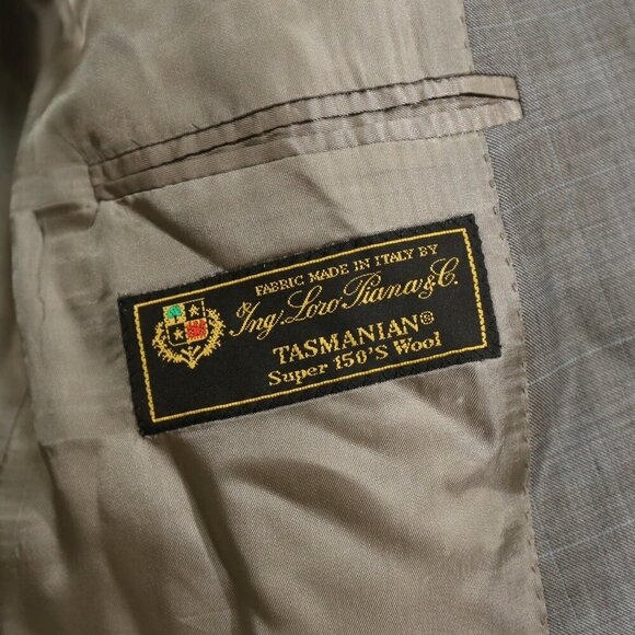 Samuelsohn x Loro Piana Super 150s Wool Blazer 44L Gray Plaid Italy - Picture 5 of 15